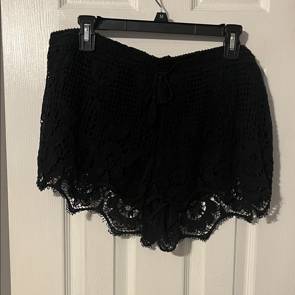 Express Black Textured Shorts